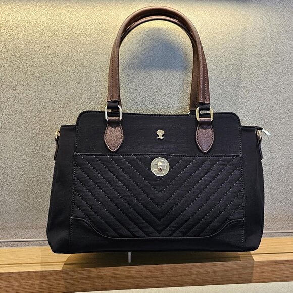 Stylish Black Nylon Leather Large Tote Crossbody Bag for Women with Multiple Poc - Picture 4 of 8